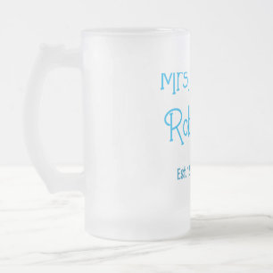 Trouwende mevrouw voeg naam datum toe blauw hart w matglas bierpul