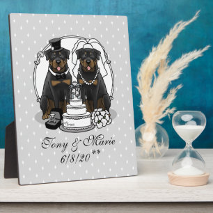 Trouwende Rottweilers Bruid en Bruidegom Honden Sc Fotoplaat