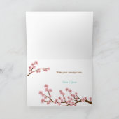 Trouwens Dankjewel voor Turquoise & Roze Kersenblo Bedankkaart (Binnen)