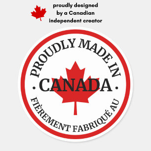 Trouwens gemaakt in Canada/Fabriqué au Canada Eng- Ronde Sticker