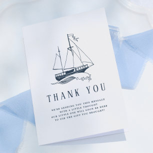 Trouwens Nautische Baby Shower voor Jongen Bedankkaart