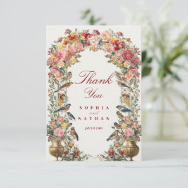 Trouwer Dankkaart met Vintage Bloemen Bedankkaart