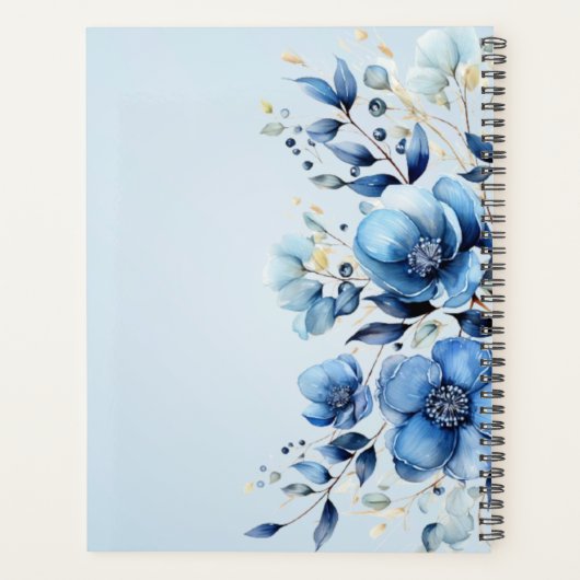 Trouwer planner met waterverf blauwe bloemen (Achterkant)