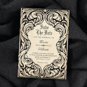 Trouwerij antiek ornament save the date
