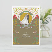 Trouwerij Art Nouveau Huwelijksuitnodiging  Kaart (Staand voorkant)