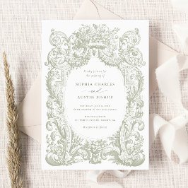 Trouwerij bloemrijke Victoriaanse sierlijst trouwf Kaart