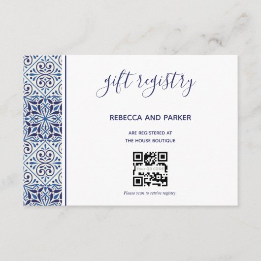 Trouwerij Cadeau Registratie QR-code kaart met bla (Voorkant)