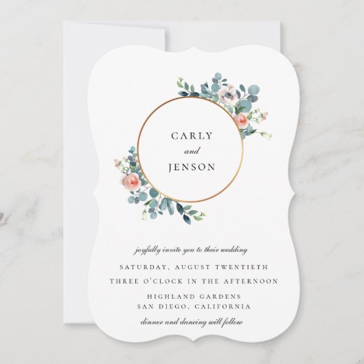 Trouwerij Gouden Hoepel Bruiloft Kaart (Voorkant)