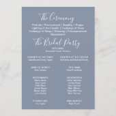 Trouwerij in stoffig blauwe bloemen programmakaart (Achterkant)