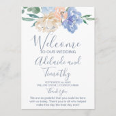 Trouwerij in stoffig blauwe bloemen programmakaart (Voorkant)