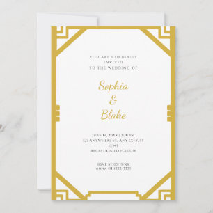 Trouwerij in vintage goud en wit Art Deco-stijl Kaart