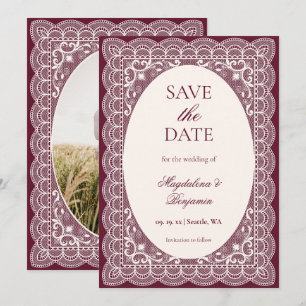 Trouwerij Ivoor Kant Elegant Bourgondië Chic Bruil Save The Date