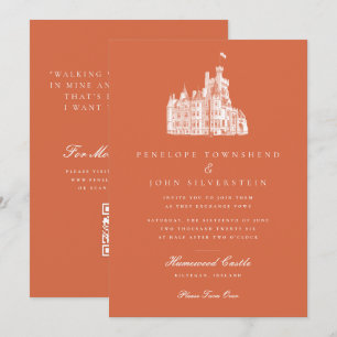 Trouwerij Kasteel Tekening Terracotta QR Code Trou Kaart