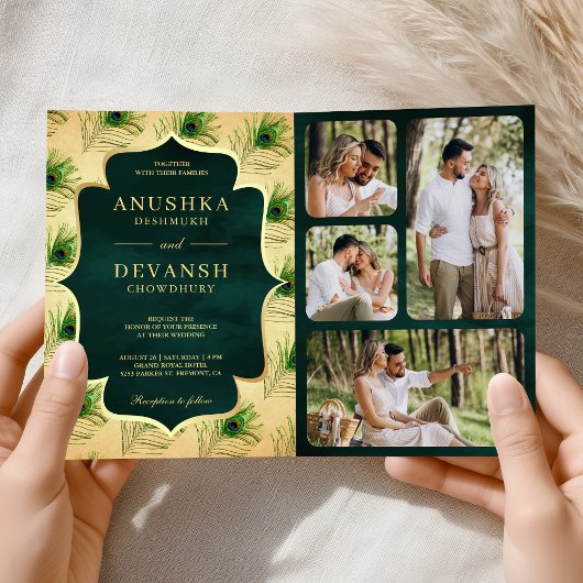 Trouwerij met QR-code en veren van groene pauw uit