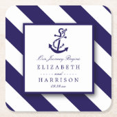 Trouwerij met scheepsstrepen en marineanker kartonnen onderzetters (Voorkant)