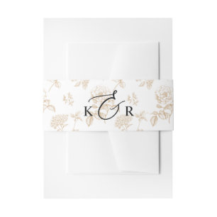Trouwerij met vintage gouden bloemen en modern mon uitnodigingen wikkel