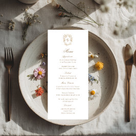 Trouwerij Ontvangst Menukaart met Vintage Monogram Save The Date