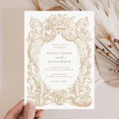 Trouwerij ornament frame met bloemen in Victoriaan Kaart