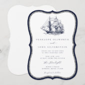 Trouwerij Scheepsmarine Touw Kader Beugel Bruiloft Kaart (Voorkant / Achterkant)