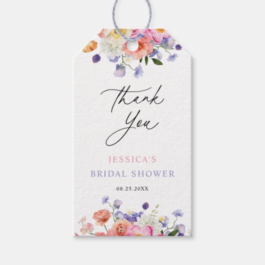 Trouwerij Waterverf Bruidsfeest Bedankt Cadeaulabel (Voorkant)