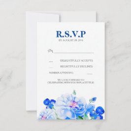Trouwerijkaart met marinebloemen boeket RSVP kaartje