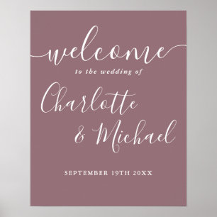 Trouwerijstekeningsbord met handtekening in mauve poster