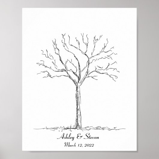 Trouwerijvingerafdrukboom Poster (Voorkant)