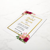 Trouwerik uitnodiging met gouden bloemen (Gedraaid)