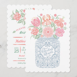 Trouwerinvitatie in kanten weckpot stijl kaart