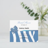Trouwerinvitatie met blauwe zebraprint kaart (Staand voorkant)
