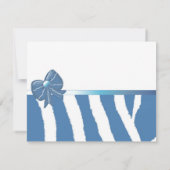 Trouwerinvitatie met blauwe zebraprint kaart (Achterkant)