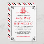 Trouwerinvitatie met oud scheepsanker Zwart Rood Kaart (Voorkant / Achterkant)