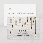 Trouwerlicht Wit Baksteen Bruiloft RSVP Kaartje (Voorkant / Achterkant)