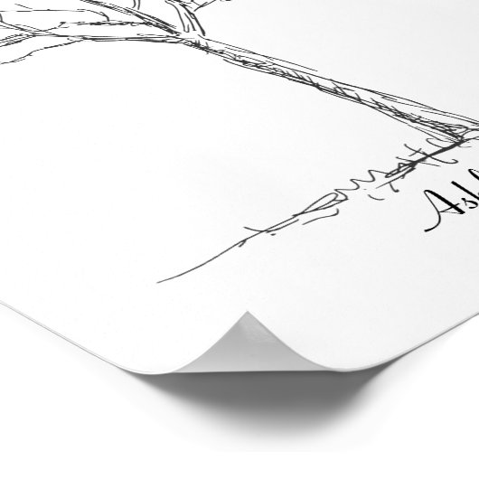 Trouwerprentboom voor bruiloft poster (Hoek)