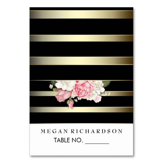 Trouwescort kaarten Bloemen  strepen (Voorkant)