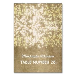 Trouwescortkaarten String Lights Goud Glitter Kaart