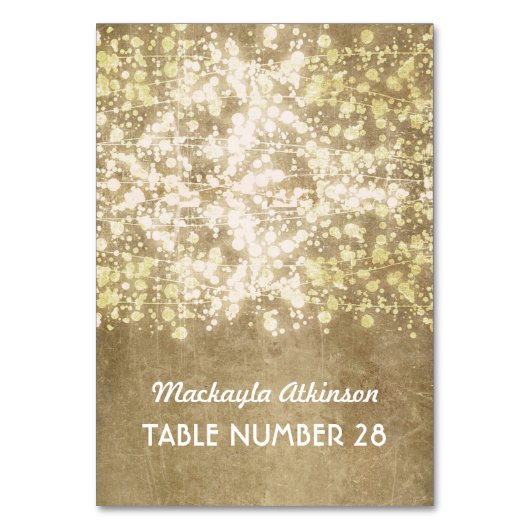 Trouwescortkaarten String Lights Goud Glitter Kaart (Voorkant)