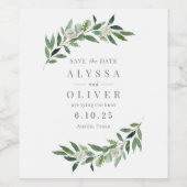 Trouwetikett Groene Huwelijksaandenken Fleslabel Wijn Etiket (Enkel label)