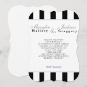 Trouwevenement Classic Navy Blauw & Wit Streep Kaart (Voorkant / Achterkant)