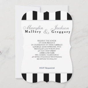 Trouwevenement Classic Navy Blauw & Wit Streep Kaart