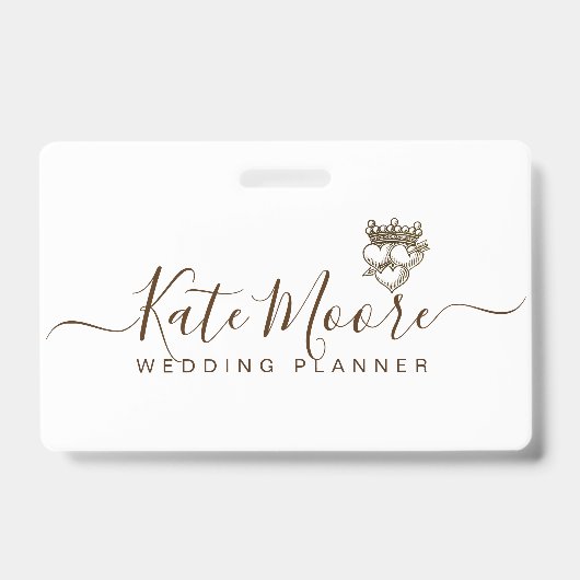 TrouwEvent Planner Drie Hartjes Kroon met Script Badge (Voorzijde)