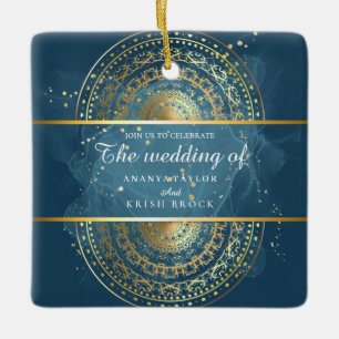 Trouwextreem blauw en zwart keramisch ornament