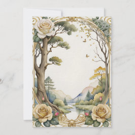 trouwfantasie bloemen en boom kaart