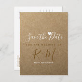 Trouwfaux kraftpapier bewaar de datum aankondigingskaart (Voorkant / Achterkant)