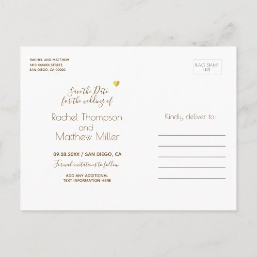 Trouwfaux kraftpapier bewaar de datum aankondigingskaart (Achterkant)