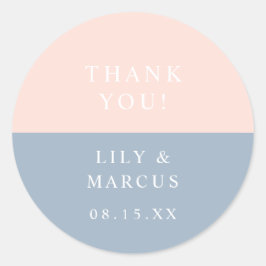 Trouwfavor Blush Stof Blauw Minimalistisch Ronde Sticker