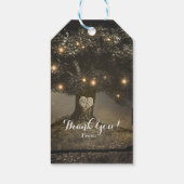 Trouwfavoriet met vintage rustieke boom en nachtla cadeaulabel (Achterkant)