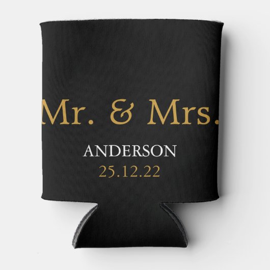 Trouwfavoriet Mr. & Mrs. Gouden Glitters Blikjeskoeler (Voorkant)