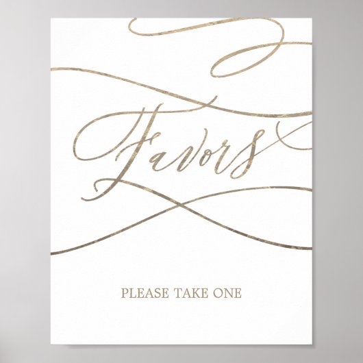 Trouwfavorieten bord 'Romantic Gold' in kalligrafi Poster (Voorkant)