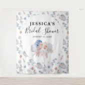 Trouwfeest achtergrond fotohokje met bloemen wandkleed (Voorkant)